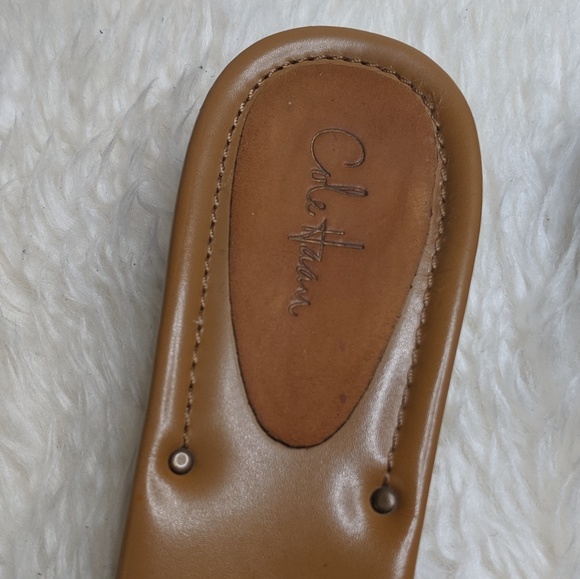 Cole Haan Tan Woven Leather Kitten Heel Rhonda - Picture 4 of 6